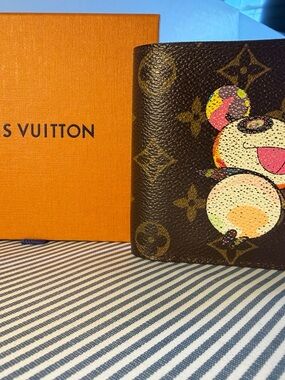Louis Vuitton Brown Murakami Panda Bifold Wallet with box
